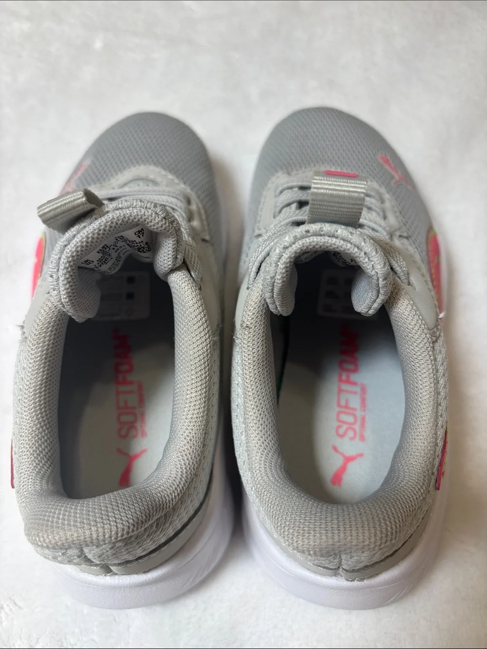 Puma Kids Gray and Pink Mesh Athletic Sneakers